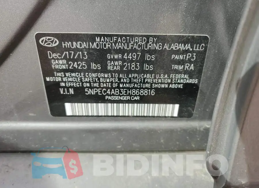 5NPEC4AB3EH868816 Photo# 12
