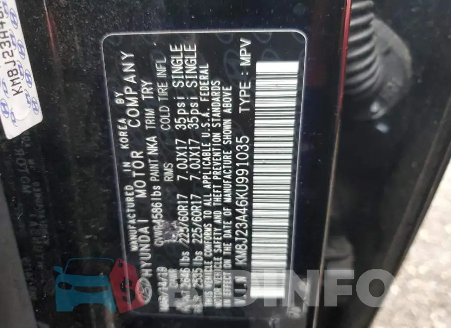 KM8J23A46KU991035 Photo# 12