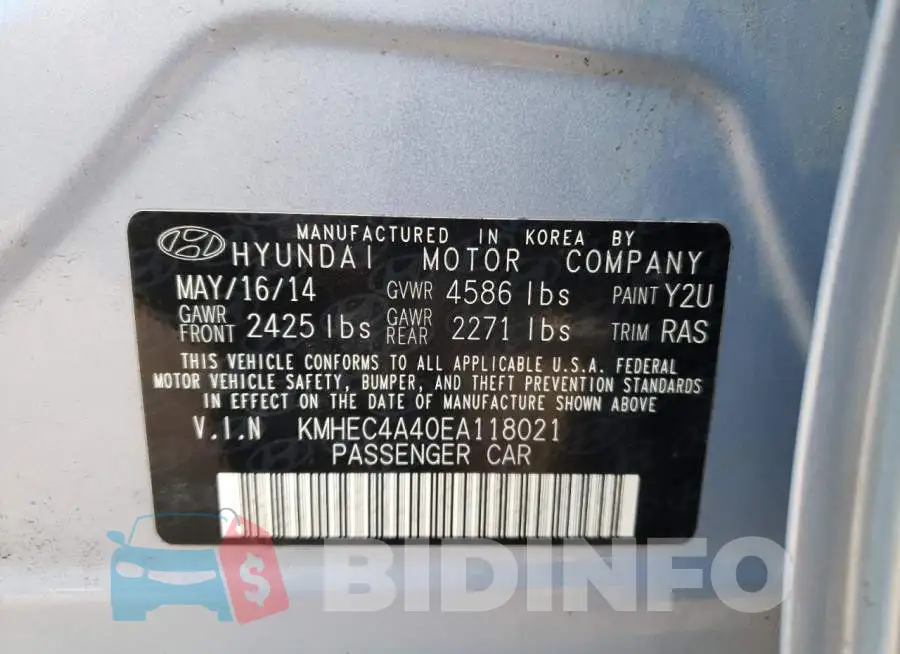 KMHEC4A40EA118021 Photo# 12