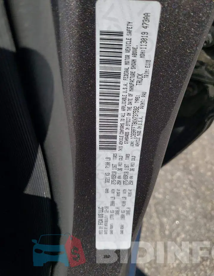 1C6SRFFT8KN737592 Photo# 12