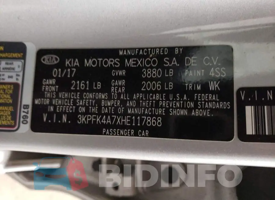 3KPFK4A7XHE117868 Photo# 13