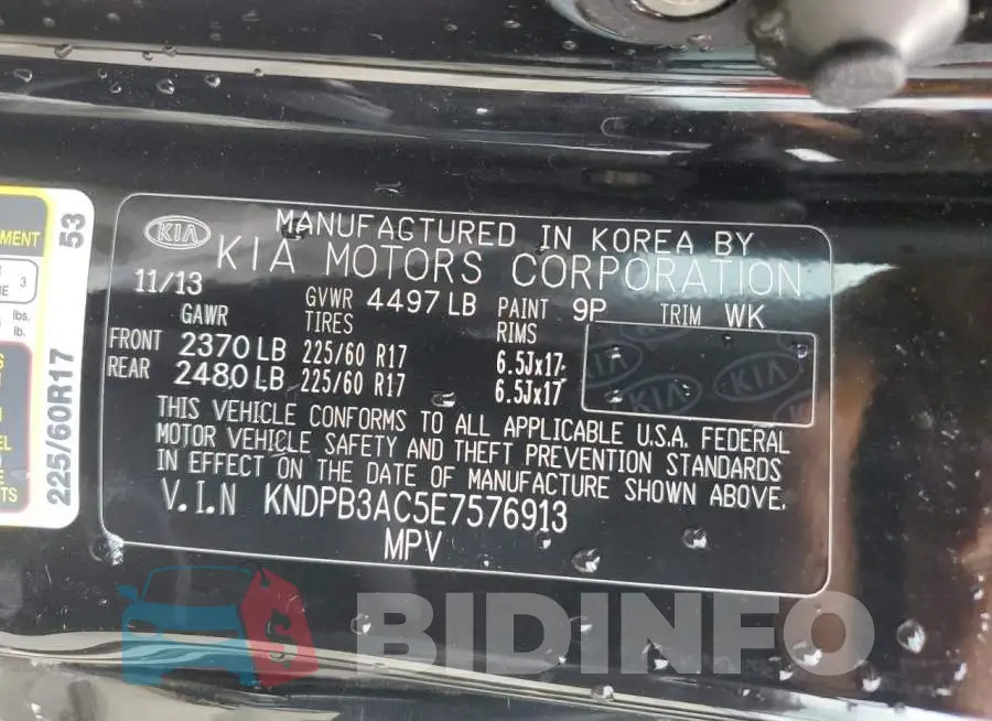 KNDPB3AC5E7576913 Photo# 13
