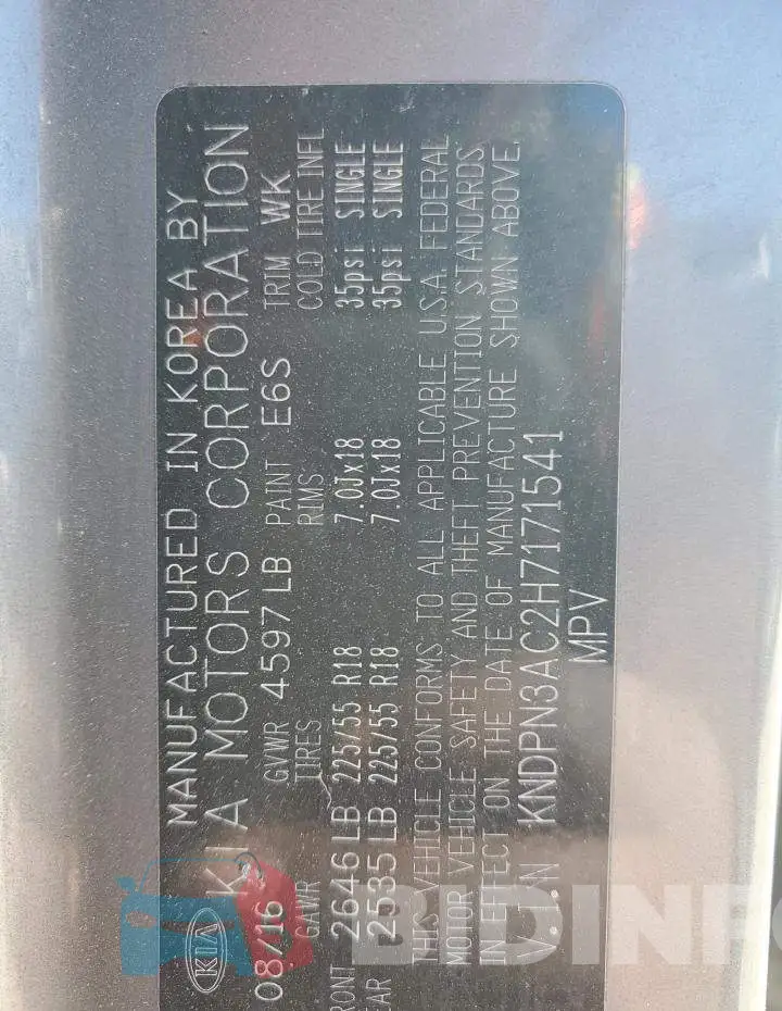 KNDPN3AC2H7171541 Photo# 13