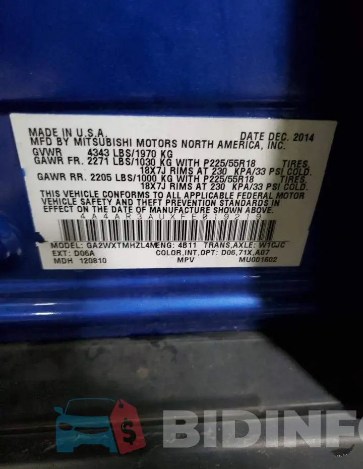 4A4AR3AUXFE019219 Photo# 14