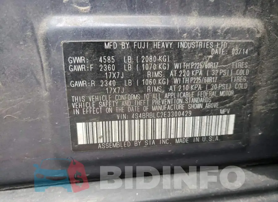 4S4BRBLC2E3300429 Photo# 12