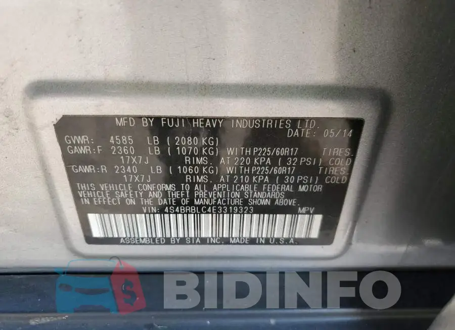 4S4BRBLC4E3319323 Photo# 12