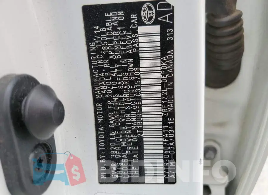 2T1BURHE6FC315708 Photo# 12