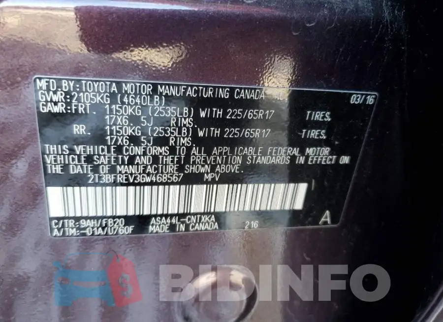 2T3BFREV3GW468567 Photo# 12
