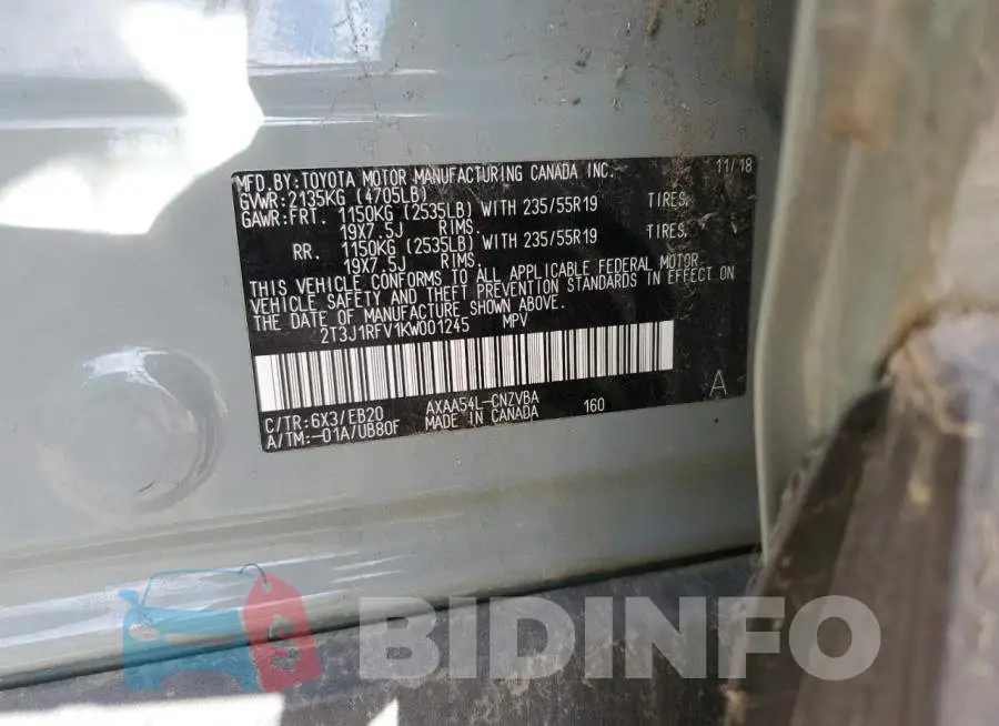2T3J1RFV1KW001245 Photo# 13