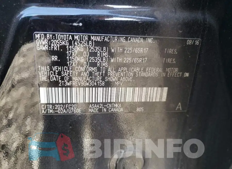 2T3WFREV9GW304158 Photo# 13