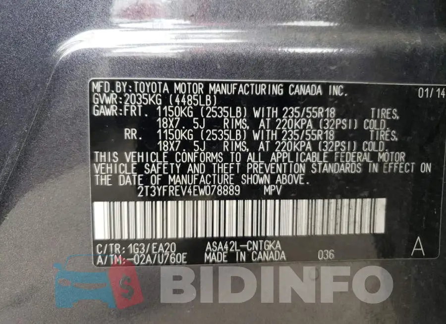 2T3YFREV4EW078889 Photo# 13