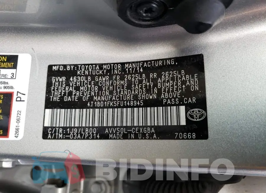 4T1BD1FK5FU148945 Photo# 12