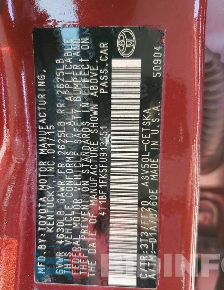 4T1BF1FK5FU913551 Photo# 12
