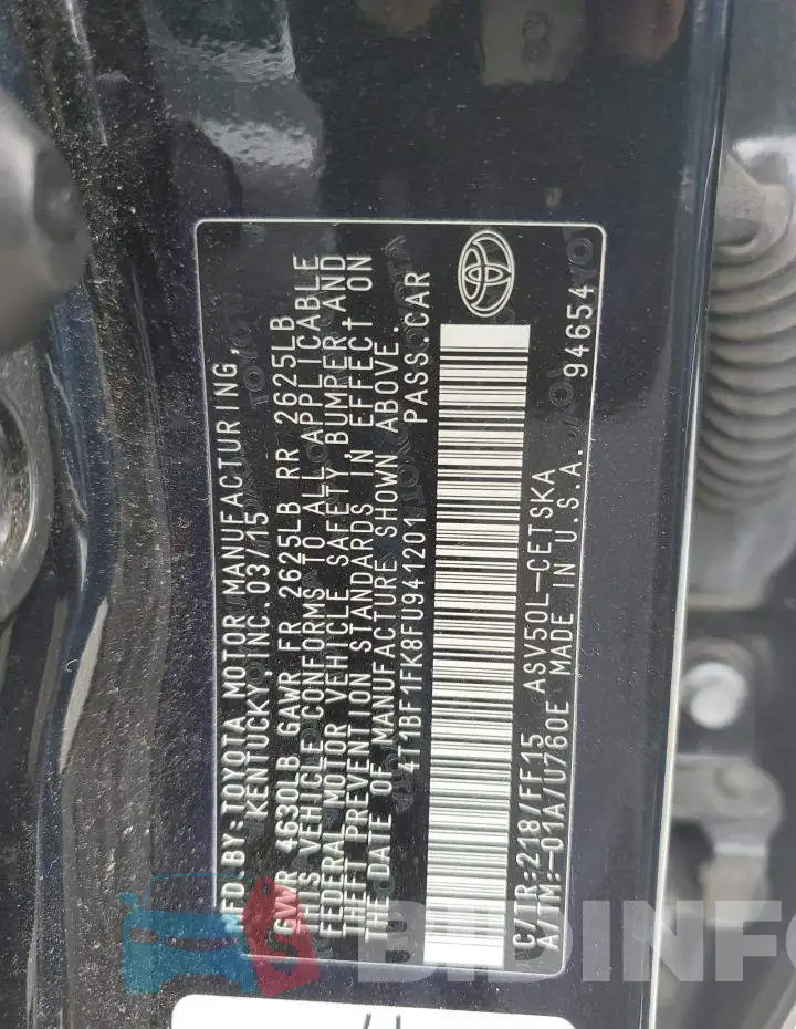 4T1BF1FK8FU941201 Photo# 12