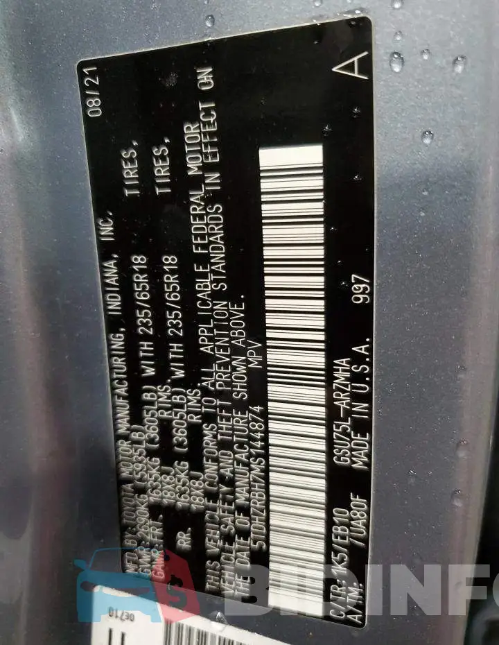 5TDHZRBH7MS144874 Photo# 14