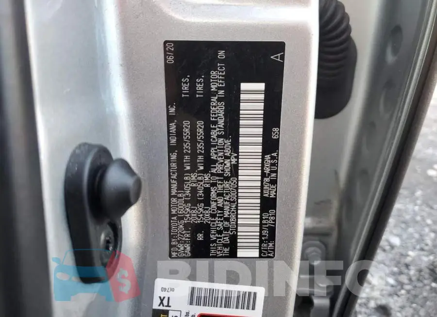 5TDXBRCH4LS007050 Photo# 12