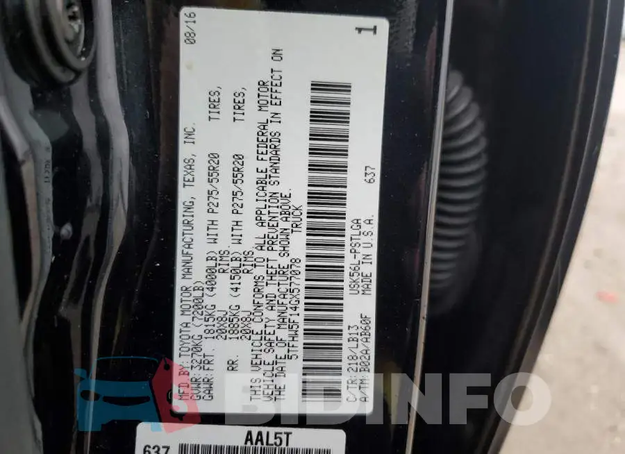 5TFHW5F14GX577078 Photo# 12