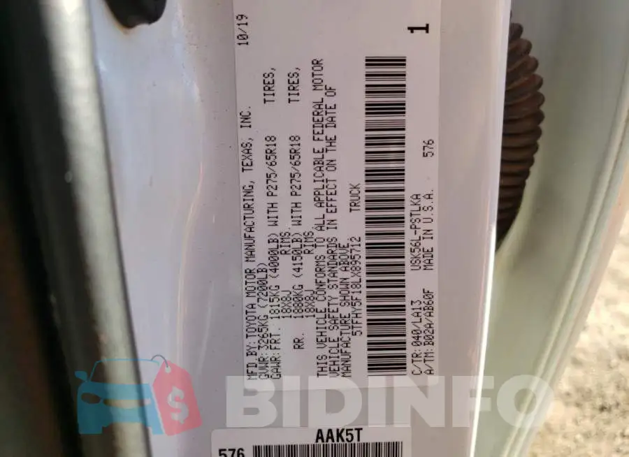 5TFHY5F18LX895712 Photo# 12