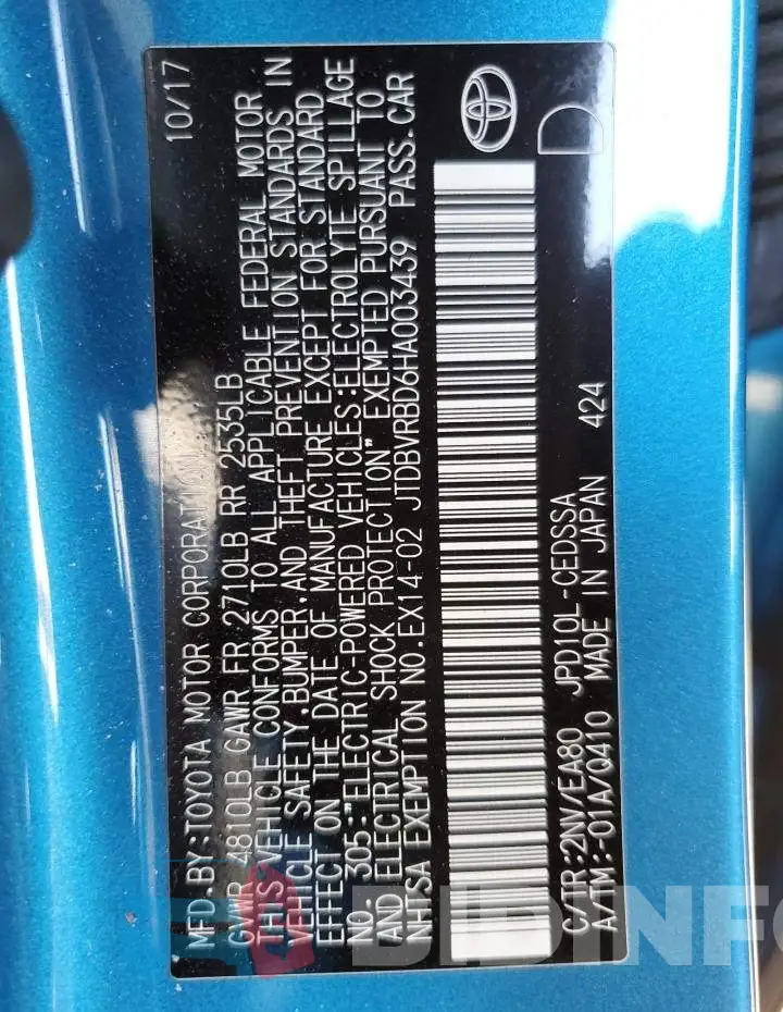 JTDBVRBD6HA003439 Photo# 13