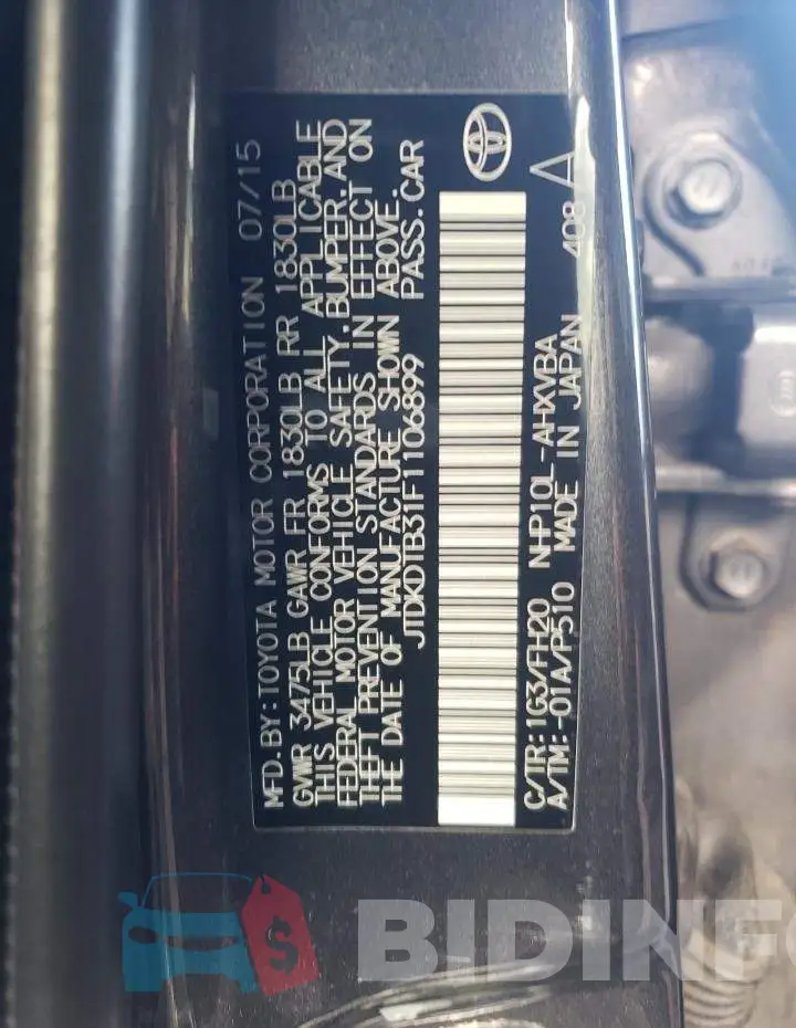 JTDKDTB31F1106899 Photo# 12