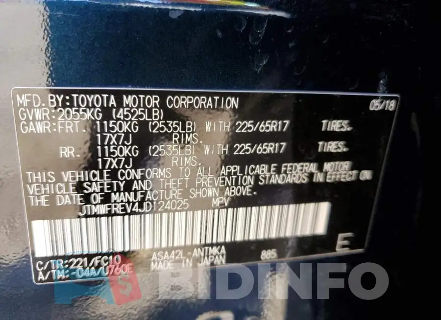 JTMWFREV4JD124025 Photo# 13