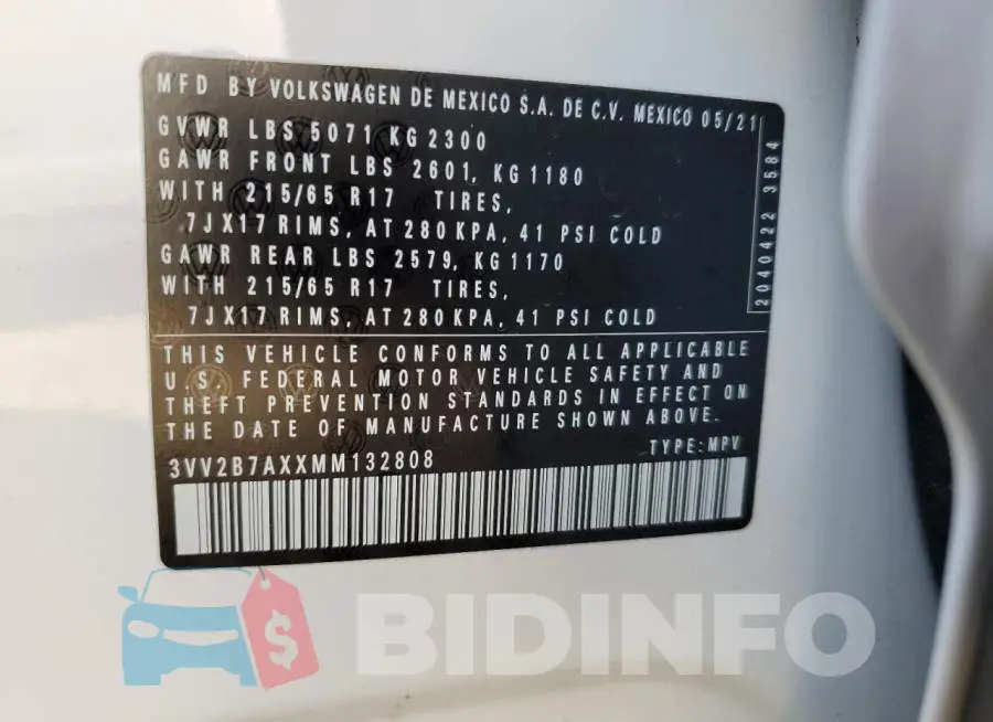 3VV2B7AXXMM132808 Photo# 13