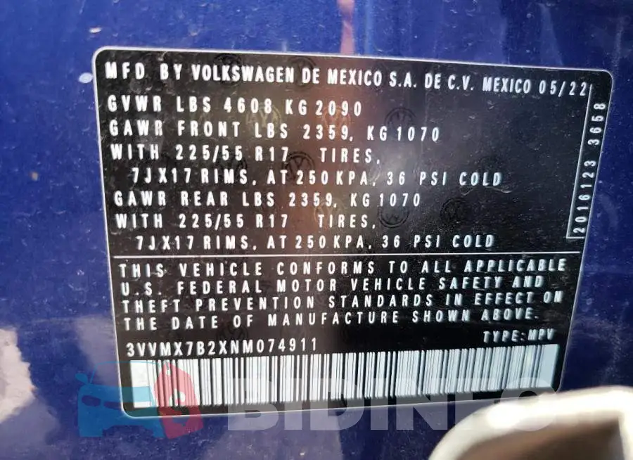 3VVMX7B2XNM074911 Photo# 12
