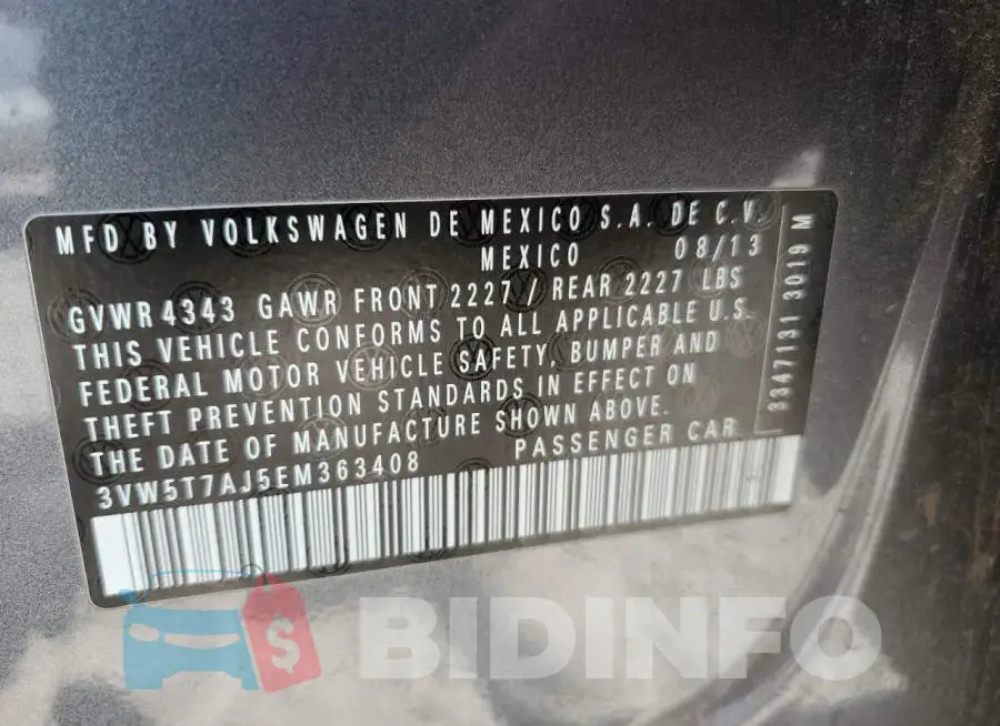 3VW5T7AJ5EM363408 Photo# 12
