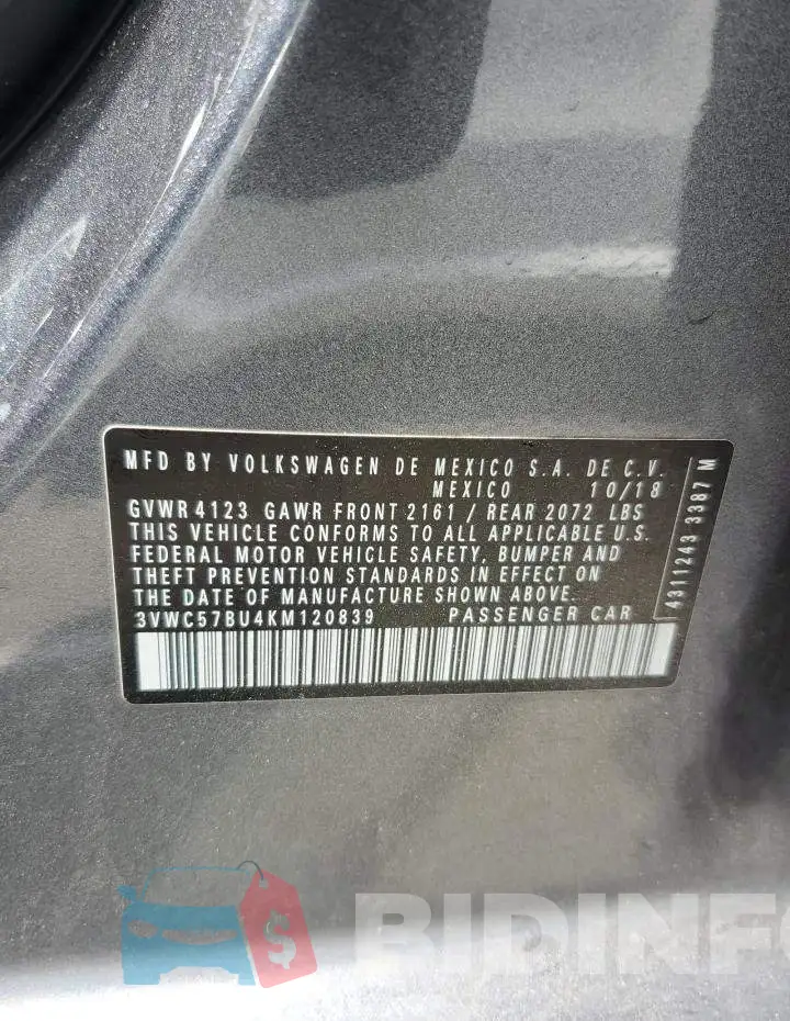 3VWC57BU4KM120839 Photo# 12