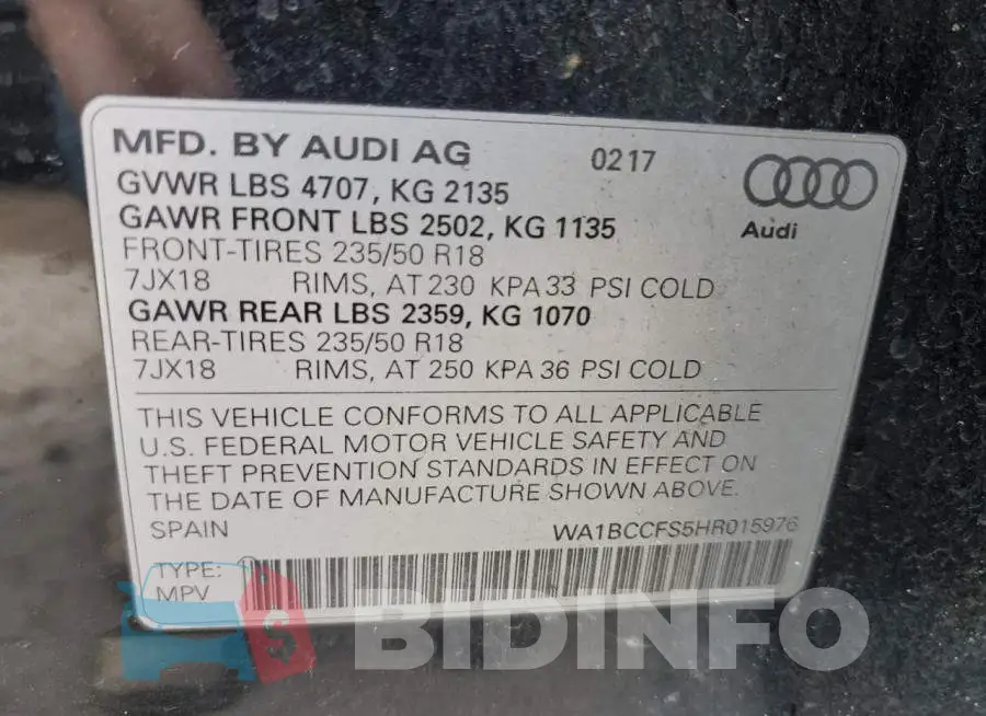 WA1BCCFS5HR015976 Photo# 13