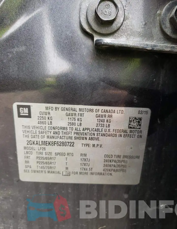 2GKALMEK8F6280722 Photo# 12