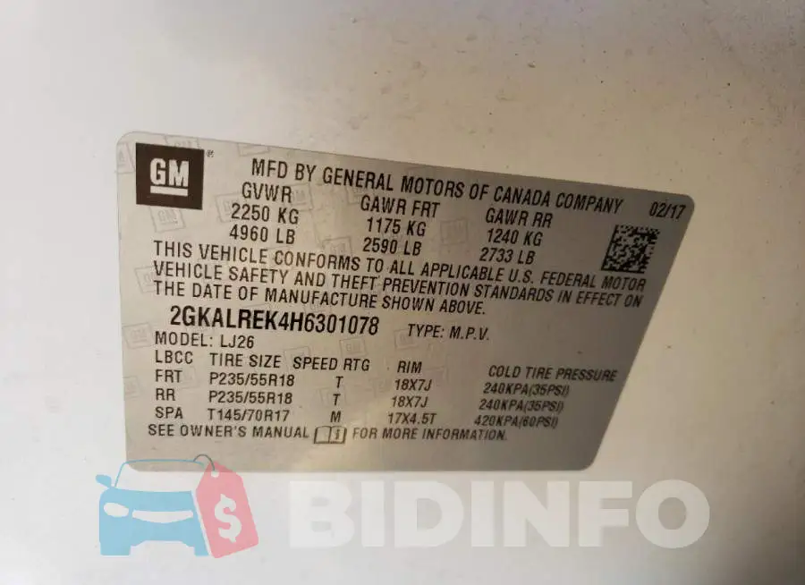 2GKALREK4H6301078 Photo# 13