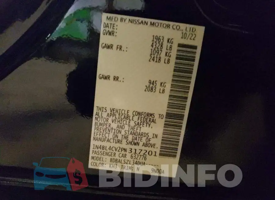 1N4BL4CV2PN317201 Photo# 12
