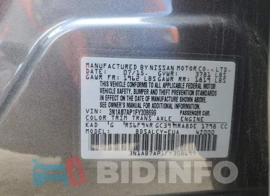 3N1AB7AP1FY308699 Photo# 13