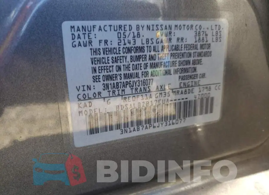 3N1AB7AP6JY316077 Photo# 12