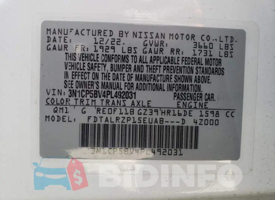 3N1CP5BV4PL492031 Photo# 12