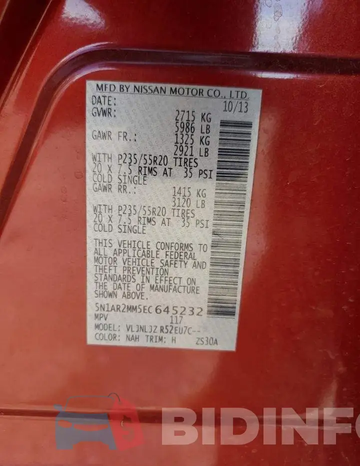5N1AR2MM5EC645232 Photo# 12