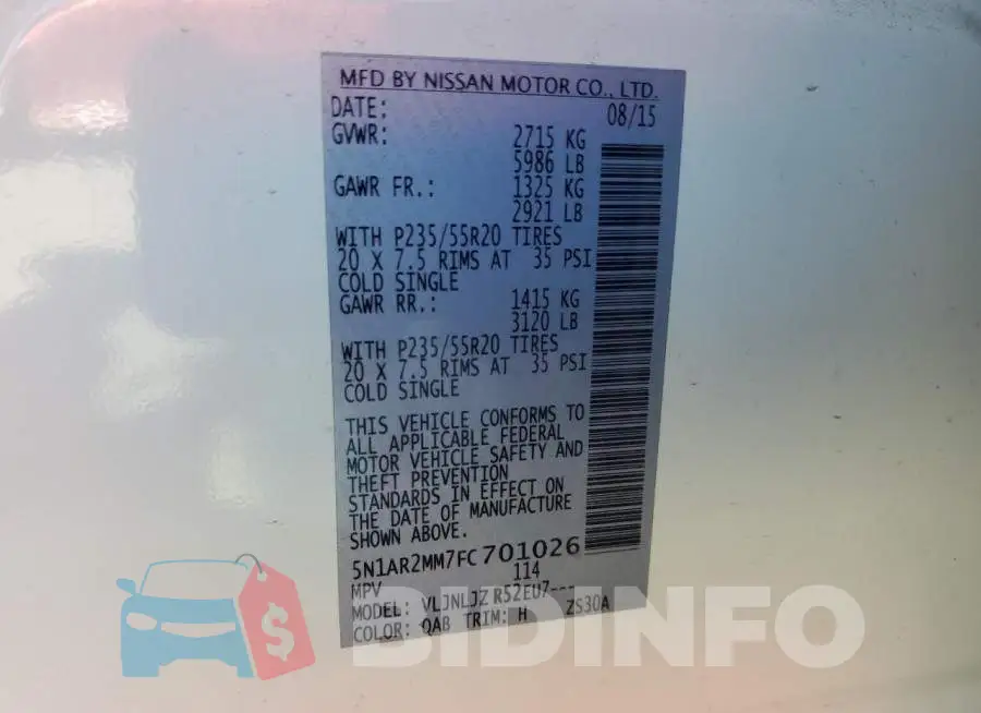 5N1AR2MM7FC701026 Photo# 13