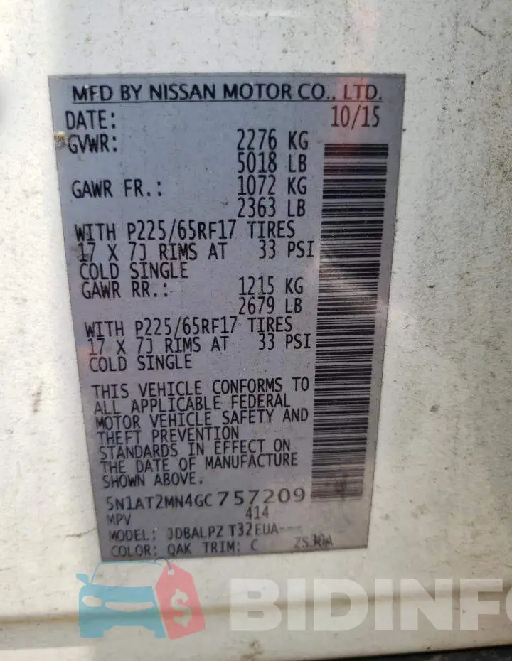 5N1AT2MN4GC757209 Photo# 13