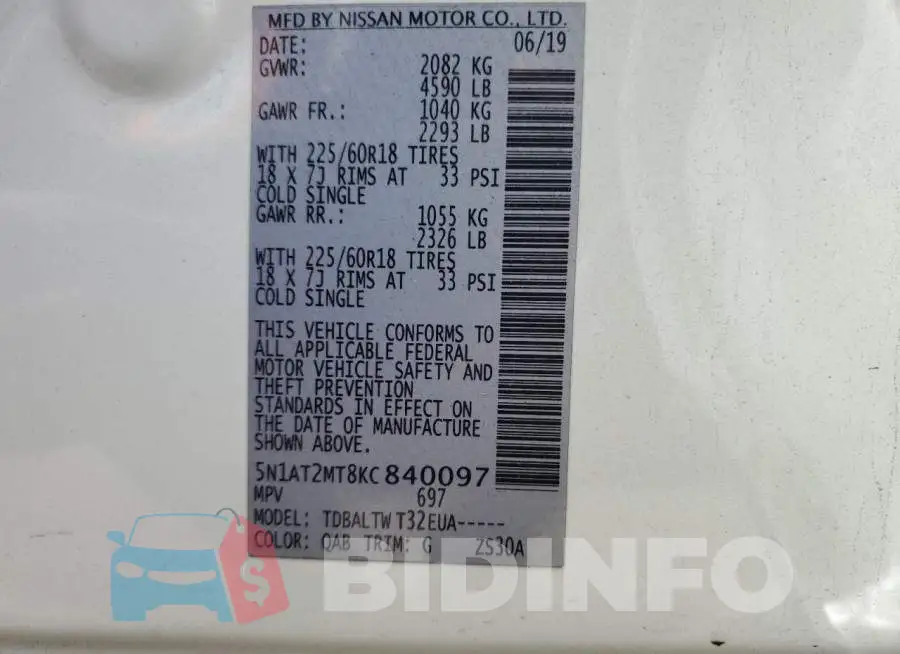 5N1AT2MT8KC840097 Photo# 12
