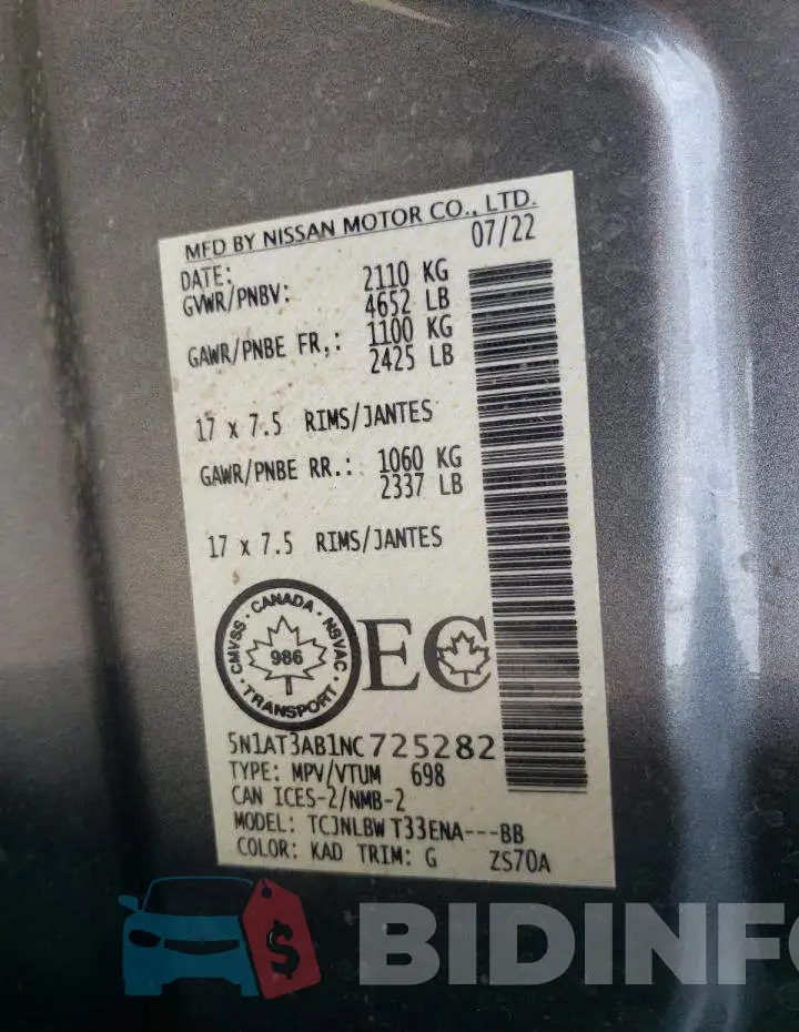 5N1AT3AB1NC725282 Photo# 14