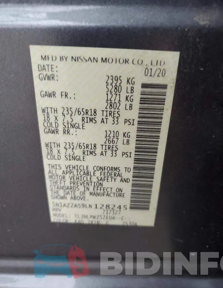 5N1AZ2AS9LN128245 Photo# 12