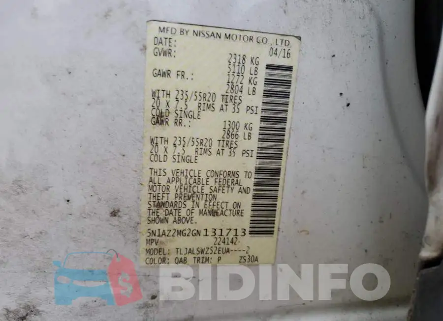 5N1AZ2MG2GN131713 Photo# 13