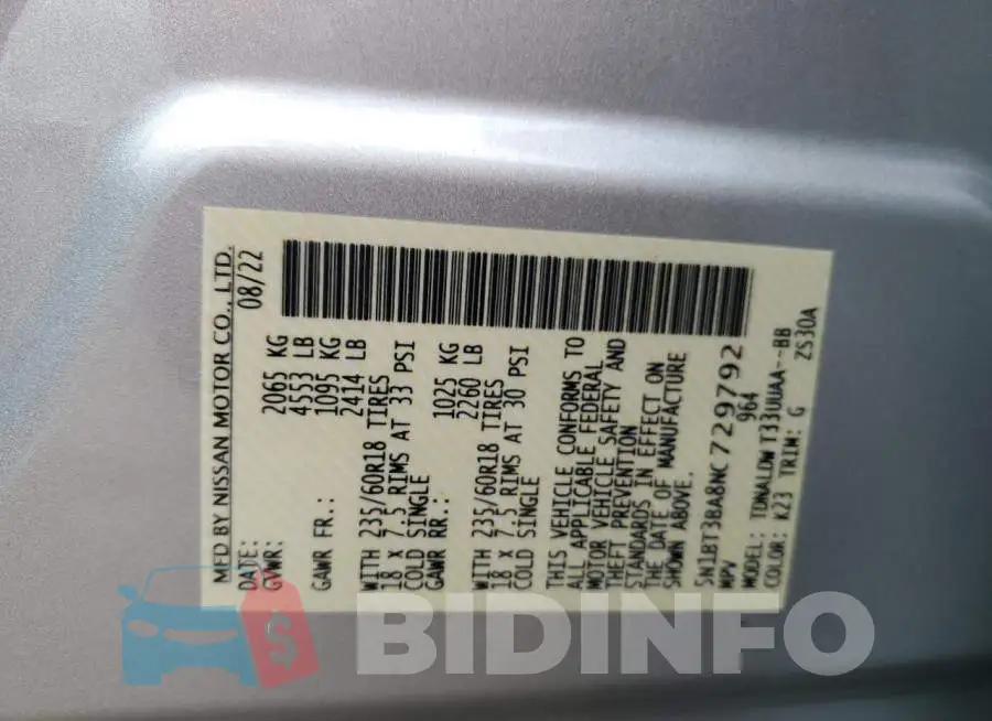 5N1BT3BA8NC729792 Photo# 13