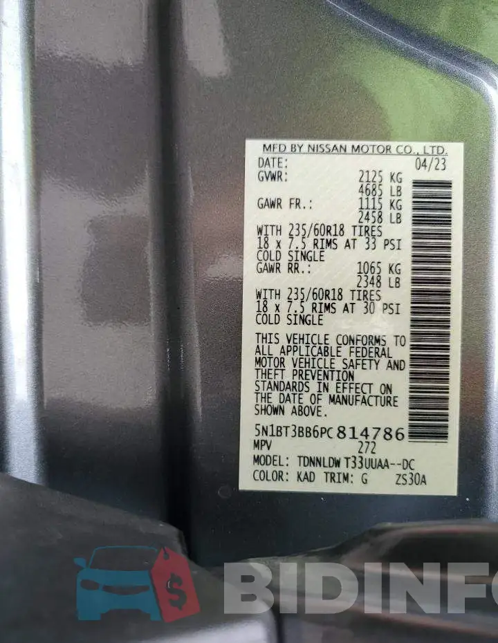 5N1BT3BB6PC814786 Photo# 14