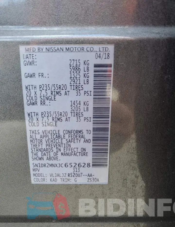 5N1DR2MNXJC652628 Photo# 14