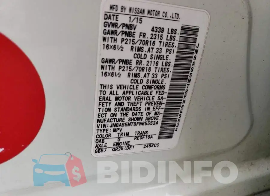JN8AS5MT8FW655534 Photo# 13