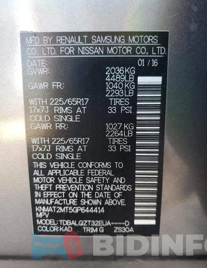 KNMAT2MT5GP644414 Photo# 12