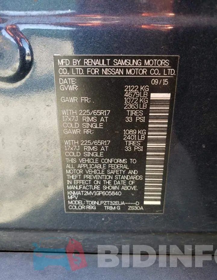 KNMAT2MV1GP605840 Photo# 14