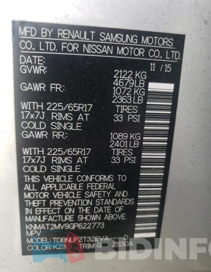 KNMAT2MV9GP622773 Photo# 13